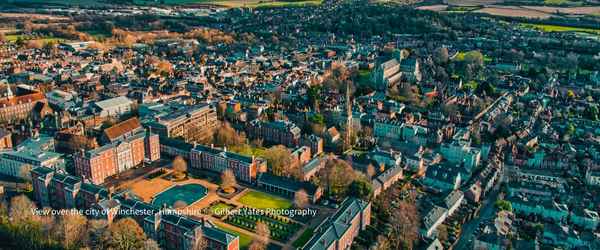 Aerial view over the city of Winchester  
